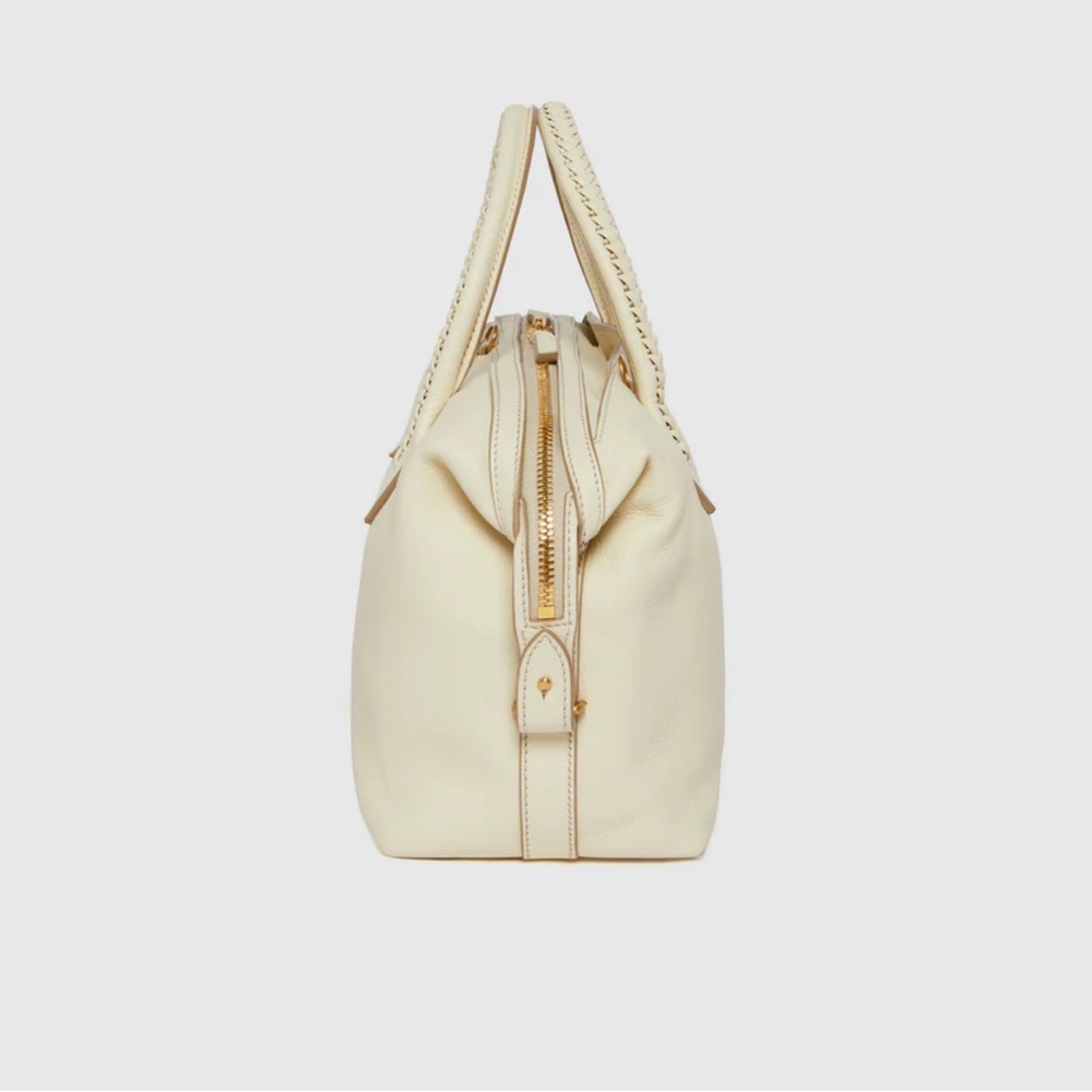 Meltier Cream Leather Satchel with Braided Top Handles - Picture 3 of 16